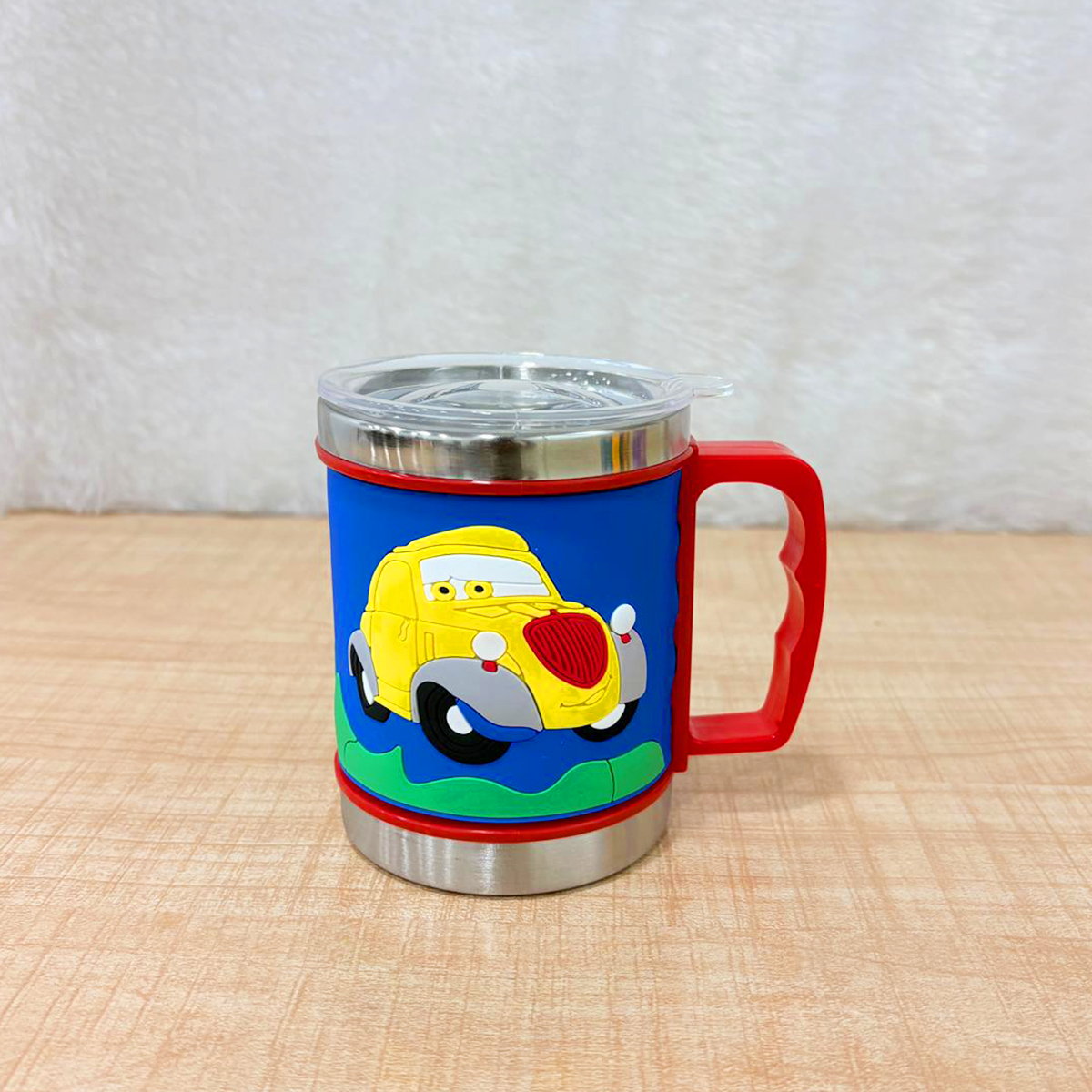 TM0117 Kids' 3D Embossed Stainless Steel Insulated Milk Mug with Lid and Handle - Pack Of 1