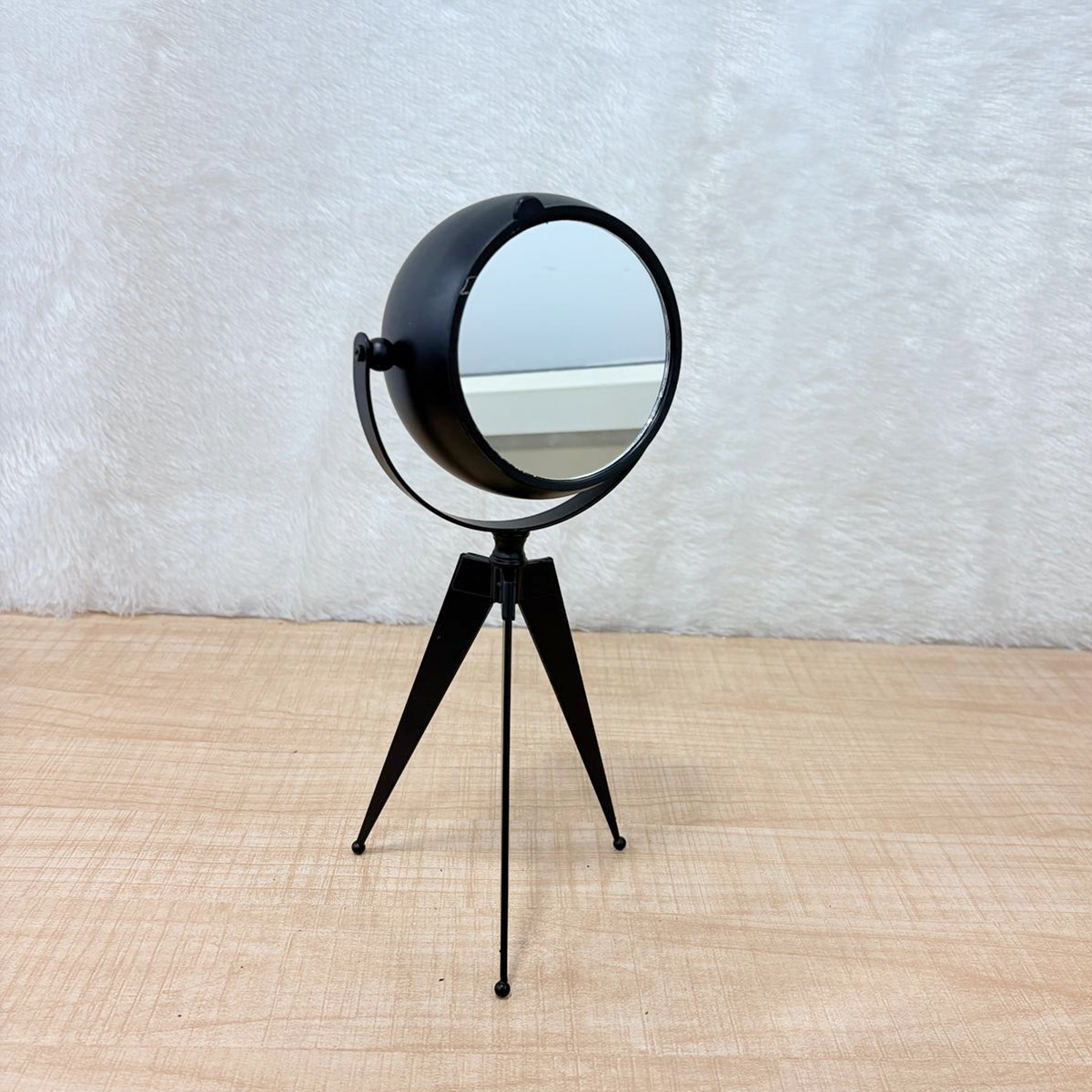 TM0111 Vintage Industrial Metal Tripod Desk Clock with Swivel Mirror Back - Small