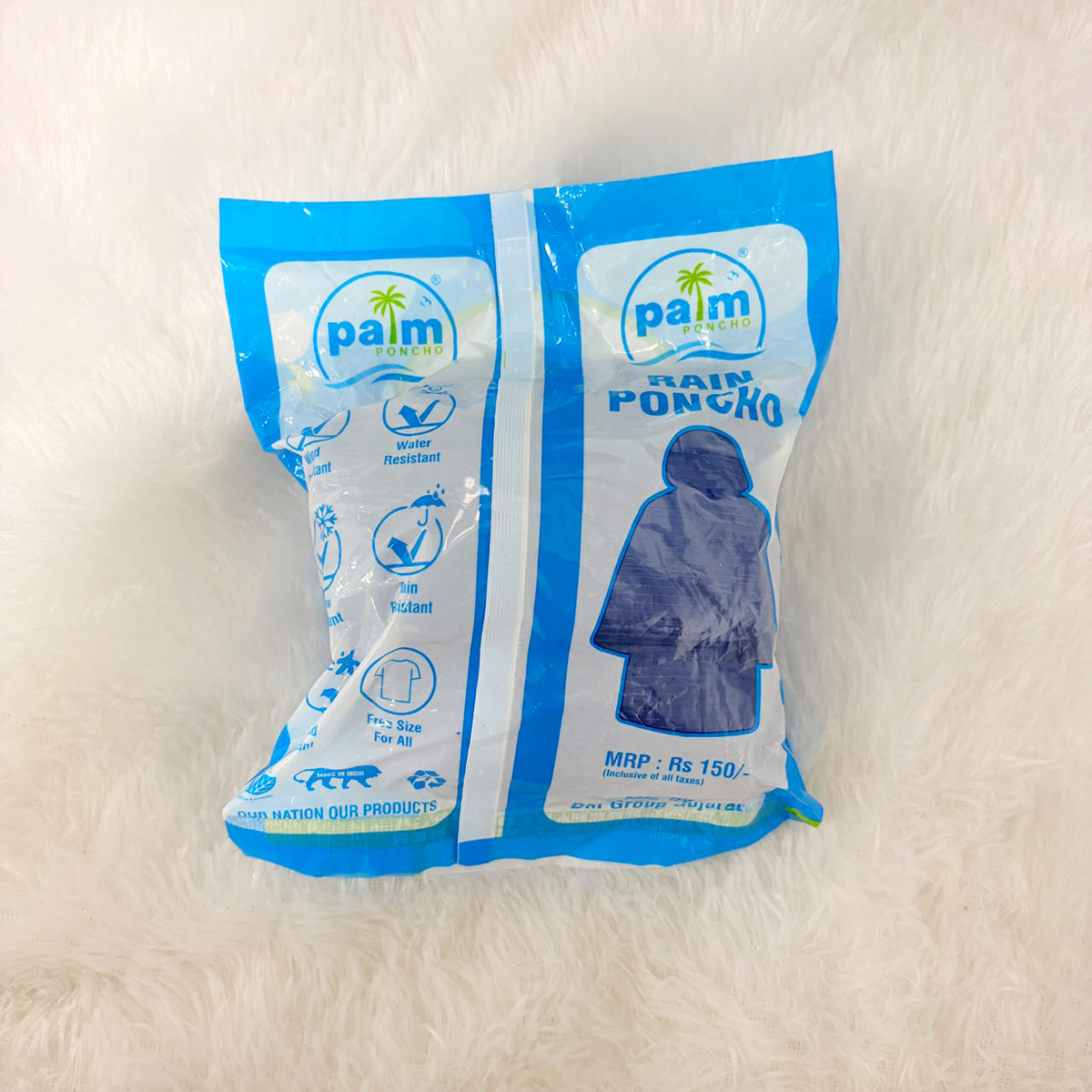 A06581 TARPAULIN Waterproof Unisex Rain Poncho with Hood – Free Size