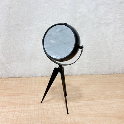 TM0109 Vintage-Style Matte Black Orb Rotating Table Clock with Tripod Stand - Big