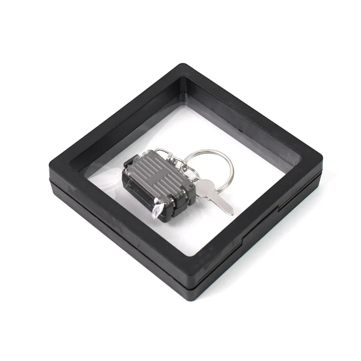8430 Suitcase Shape Nail Clipper Keychain With Key & 3D Floating Frame Display Case (1 Set)