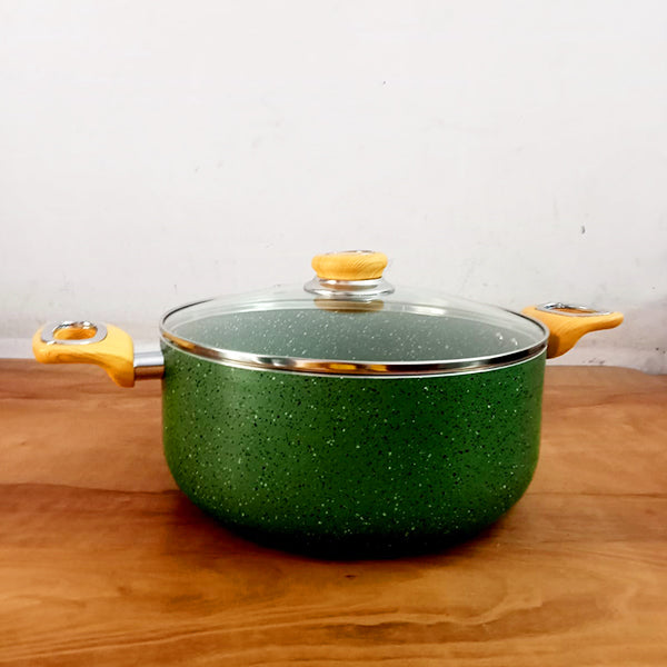 AM3906 Delizio Green Granite Coating Casserole with Glass Lid 24Cm
