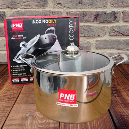 AM3912 PNB Kitchenmate Triply Cookpot with Glass Lid 28Cm