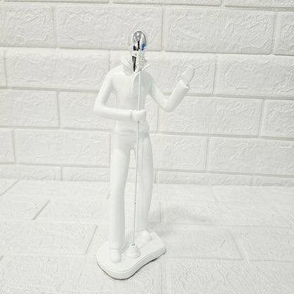 AM6133 Modern MicMan Singer Figurine Showpiece – White & Silver Decorative Idol