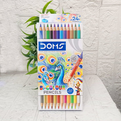 AM5034 DOMS Bi Colours 24 Shades Pencil (12 Nos),Ink Color: Multicolor