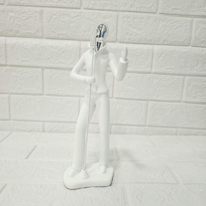 AM6133 Modern MicMan Singer Figurine Showpiece – White & Silver Decorative Idol