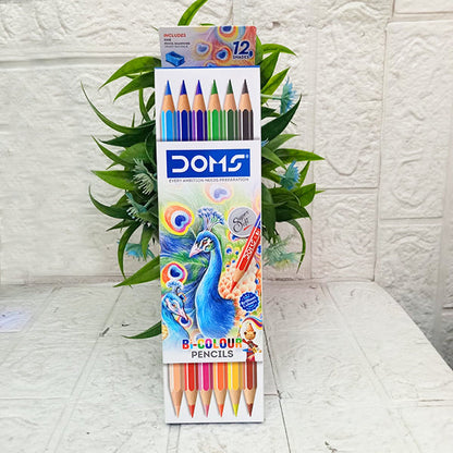 AM5035 DOMS Bi Colours 12 Shades Pencil (6 Nos),Ink Color: Multicolor