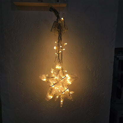 Di0061 12 Stars LED Curtain String Lights with Flashing Modes - 6x6 (Warm)