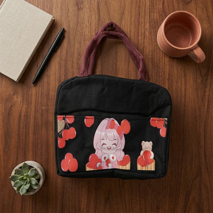 18303 Insulated Lunch Bag with Cute Cartoon Design (1 Pc)