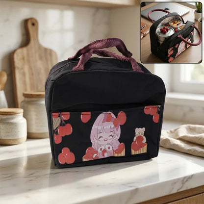 18303 Insulated Lunch Bag with Cute Cartoon Design (1 Pc)