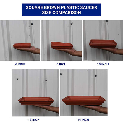 AM0935 Flower Pot Square Plastic Plant 12 Inch Saucer Tray Plant Pot