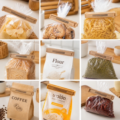 AM7354 6-Piece Large Reusable Food Bag Sealing Clips - Coffee Brown