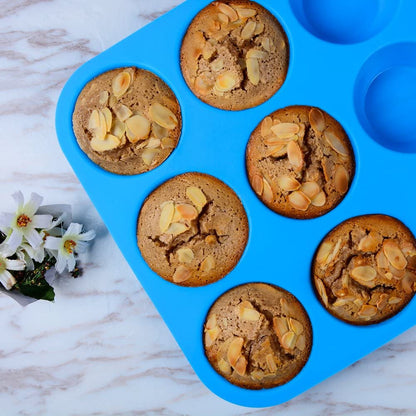 3316 Silicone Cupcake Muffin Mould Microwave Safe Nonstick 12 Cups Muffin Pan Chocolate Baking Tray for House and Bakery  25.6x19.1 inch (Multicolor)
