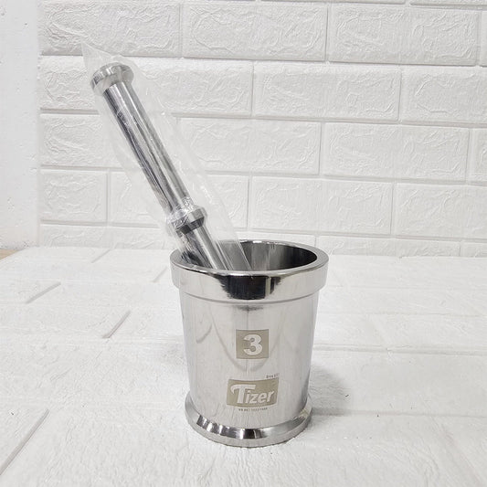 AM5344 Tizer Stainless Steel Heavy Mortar and Pestle Set - Big