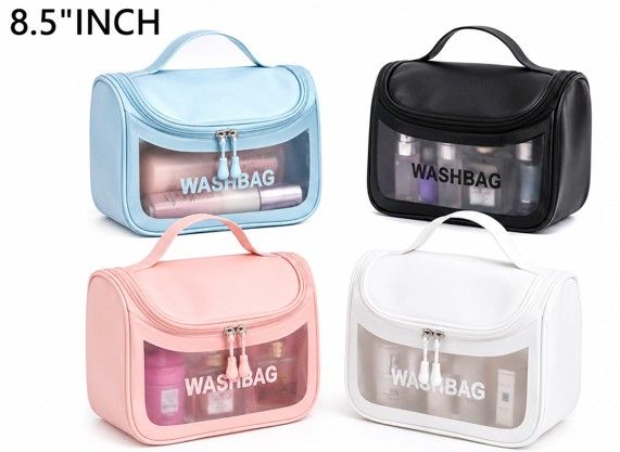 A07066 STRJ-102 Clear Travel Cosmetic Bag & Toiletry Organizer (Mix Colors, 8.5 Inch)