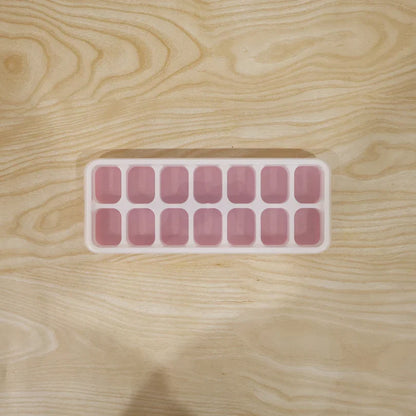 24031 Pink Plastic Ice Cube Tray with Lid - 14 Grid Multipurpose Mold