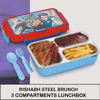AM5662 Rishabh Steel Brunch 3 Delight Lunchbox for School and Office