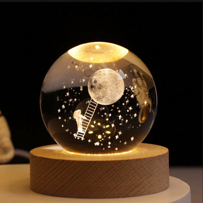 AM5592 3D Astronaut Climbing Moon Crystal Ball LED USB Night Light Lamp for Home Decoration
