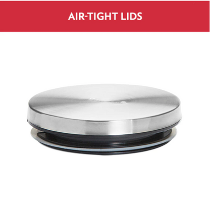 AM5171 Borosil Classic Jars With Wooden Tray - 4Pcs (600 ml Each)