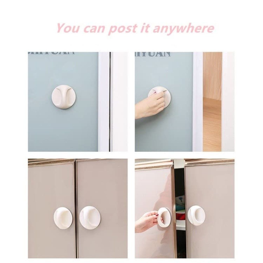 AM6866 Instant Grab Self-Adhesive Door Handles – Minimalist Round Pulls for