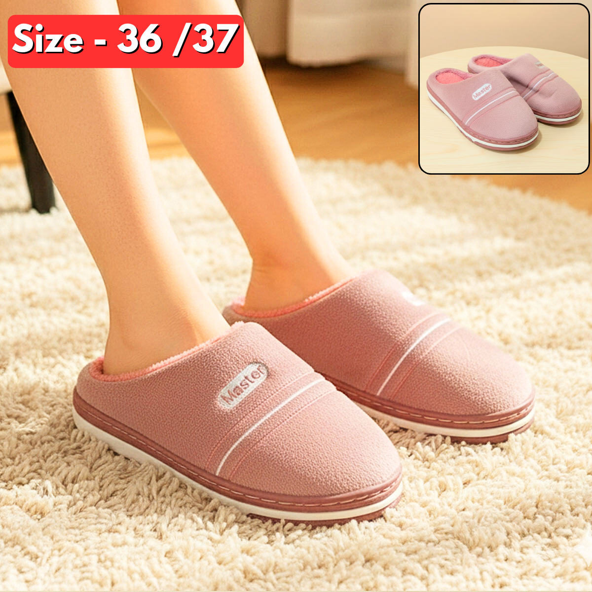 AM6284 Master Winter Mule Slippers Men & Women - 36 - 37 Size