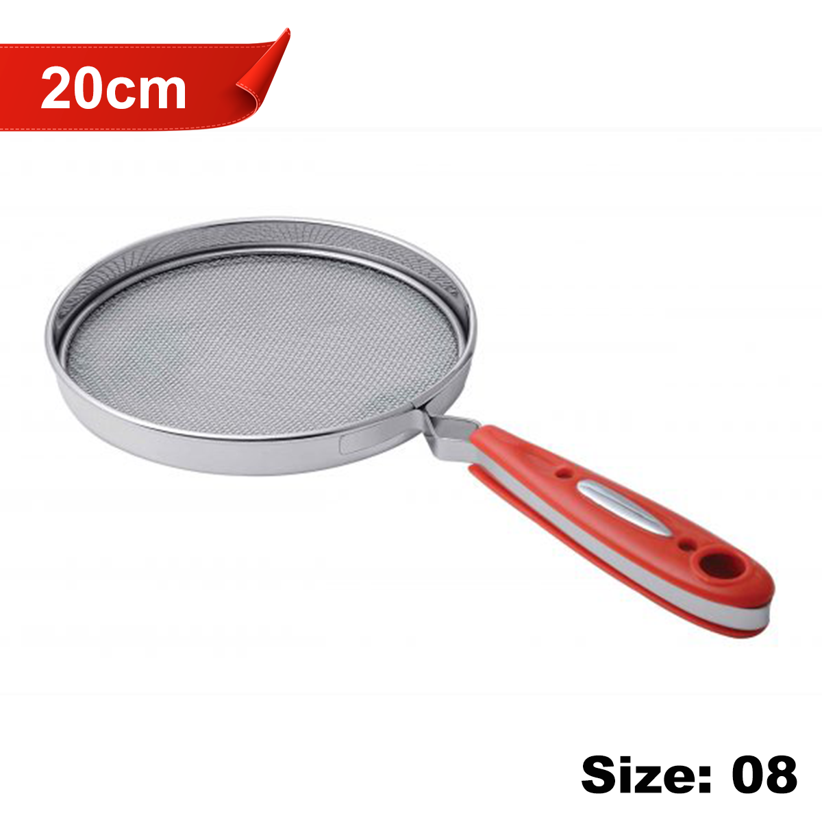 AM7341 Elephant Stainless Steel Papad Fryer & Roaster Jali with Red Handle (20 cm)