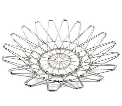 3040 Multipurpose Fruit Basket Stainless Steel Wire Bowl Foldable Basket for Vegetable / Fruits / Dining