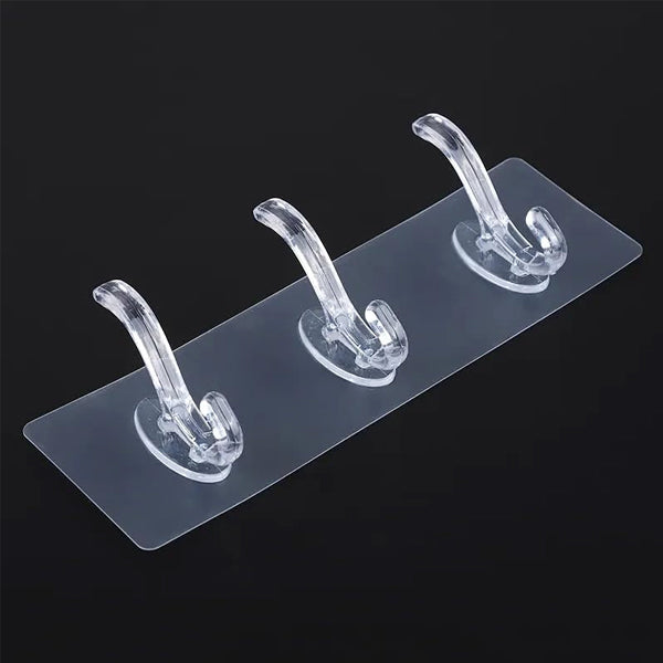 AM5310 Wall Transparent 3 Hook Hanger for Hanging Clothes