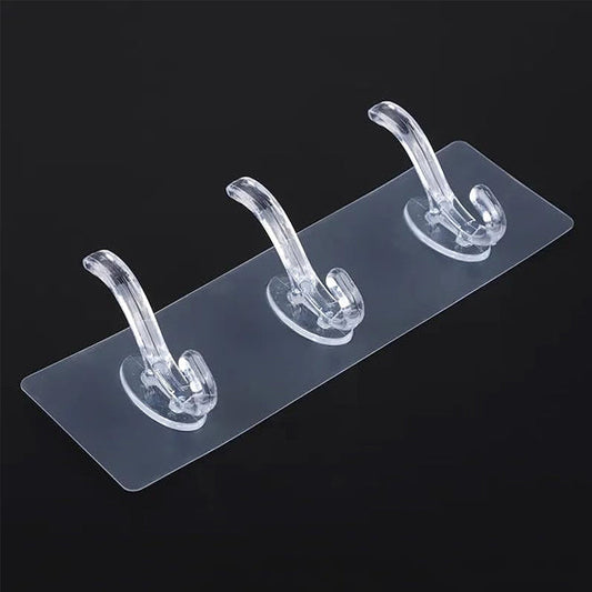 AM5310 Wall Transparent 3 Hook Hanger for Hanging Clothes