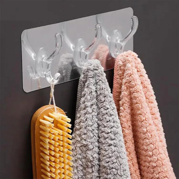 AM5310 Wall Transparent 3 Hook Hanger for Hanging Clothes