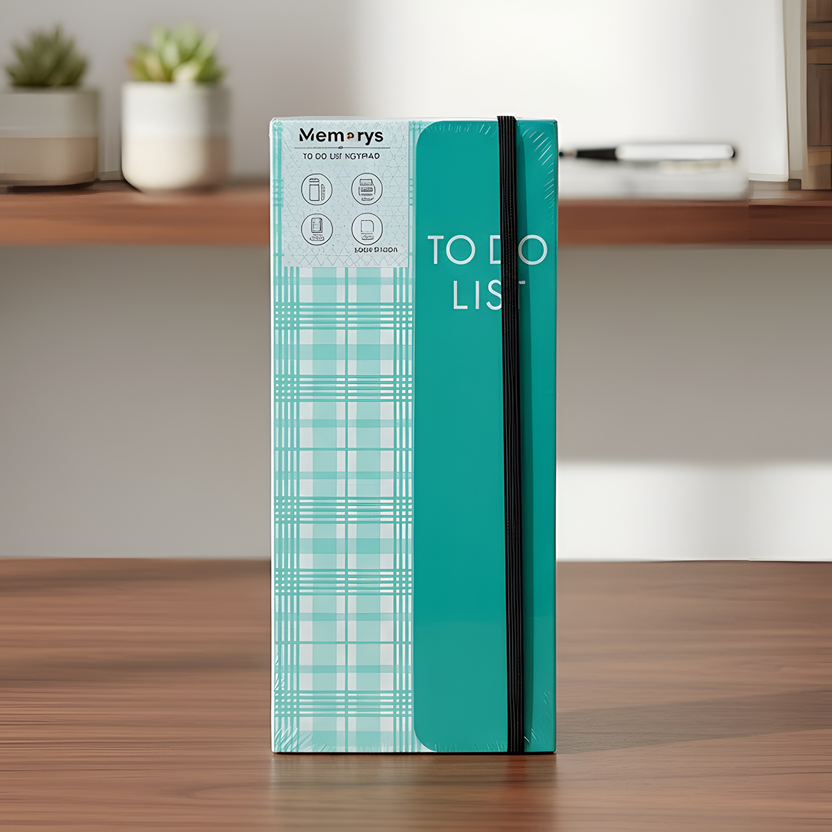 AM6649 Mix-Design Mint Plaid To Do List Notepad (100 Ruled Pages) - 1pc