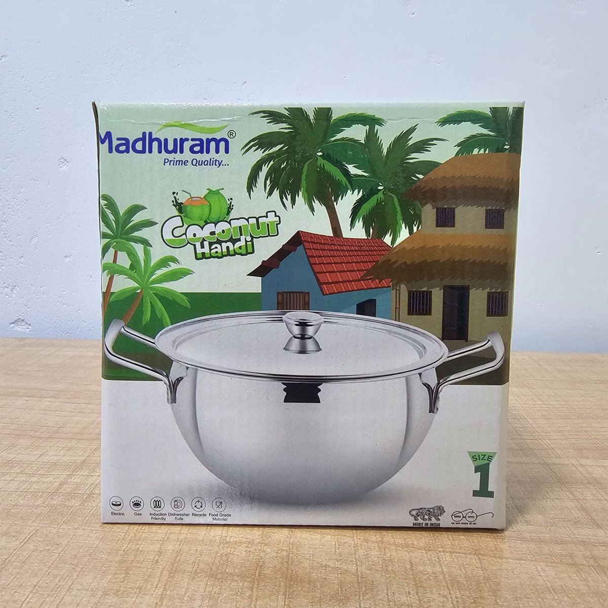 AM6004 Madhuram Stainless Steel Coconut Handi with Lid – Size 1