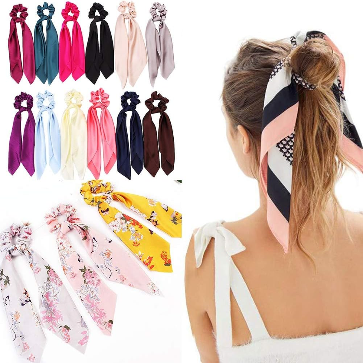 AM1024 Super Soft Hair Scarf Scrunchies for Women & Girls - 1 Pcs