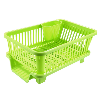 A06749 3 in 1 Durable Drainer Drying Rack Washing Basket with Tray