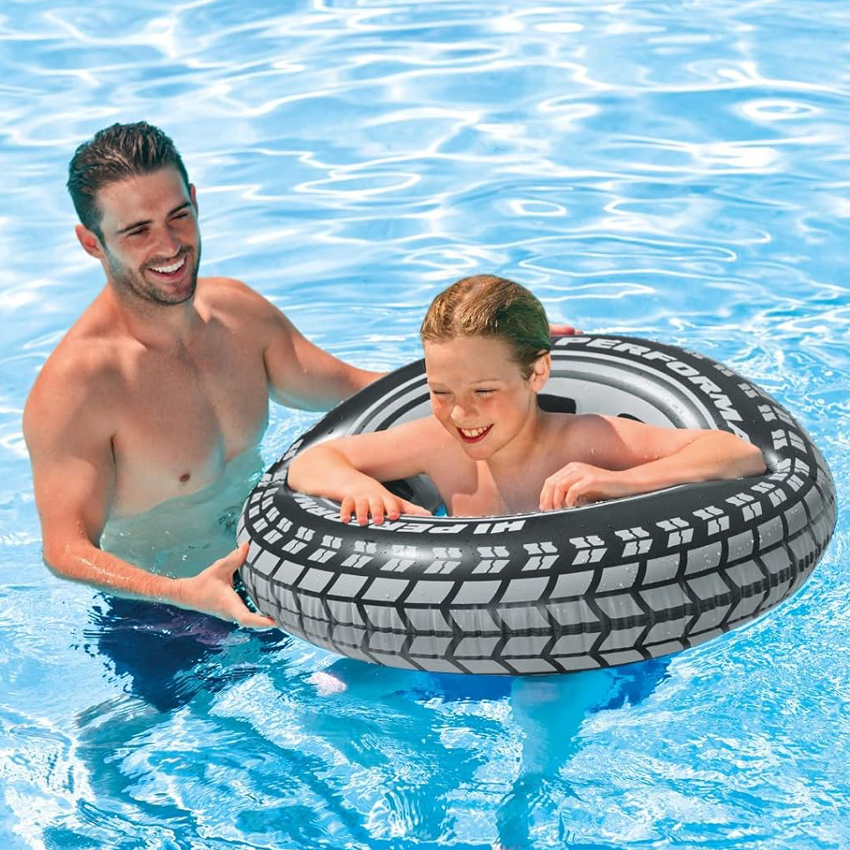 AM0387 Giant Tire Inflatable Floating Swimming Pool Tube Ring for Kids 36" inch