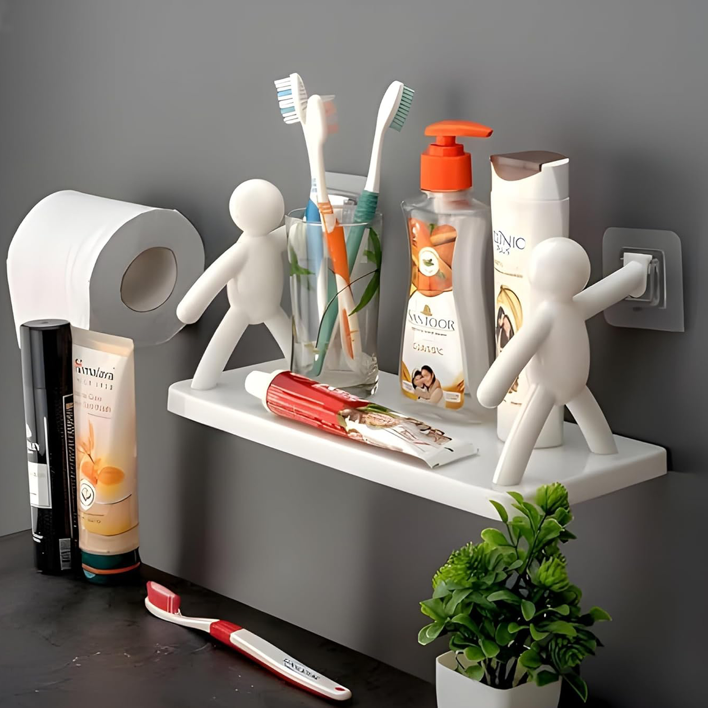 9271 Wall Mounted Bathroom Shelf – Self-Adhesive Plastic Rack