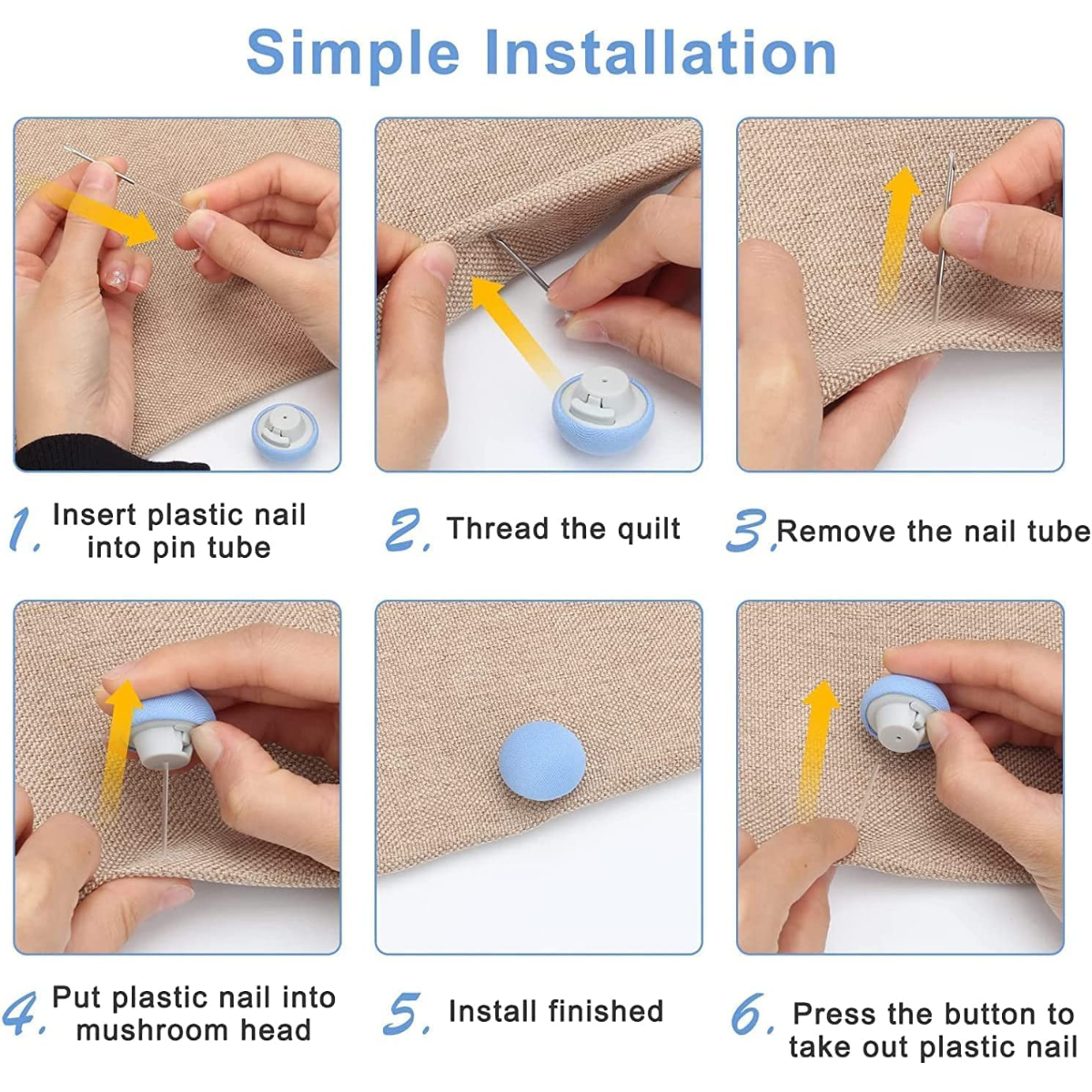 AM5435 Cotton Blanket Needle -(Pack of 6 pcs)-Curtain Needle-Spring Clips Bedsheet Clips Small Cotton for Bedsheet