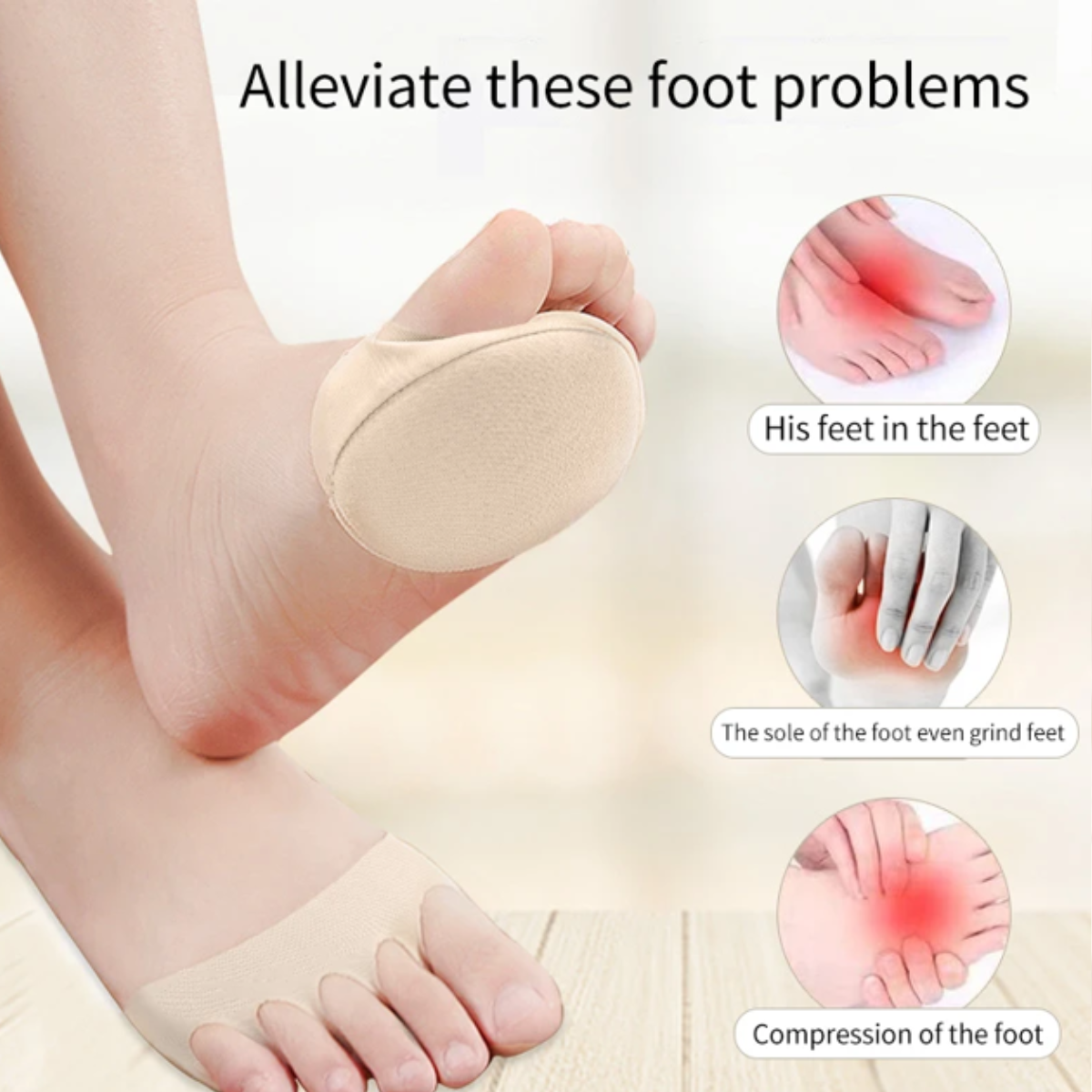 AM5480 Finger foot Pads-Cushions Shoes Half Insoles Five-Finger Toe Pad- Pack of 1 pair