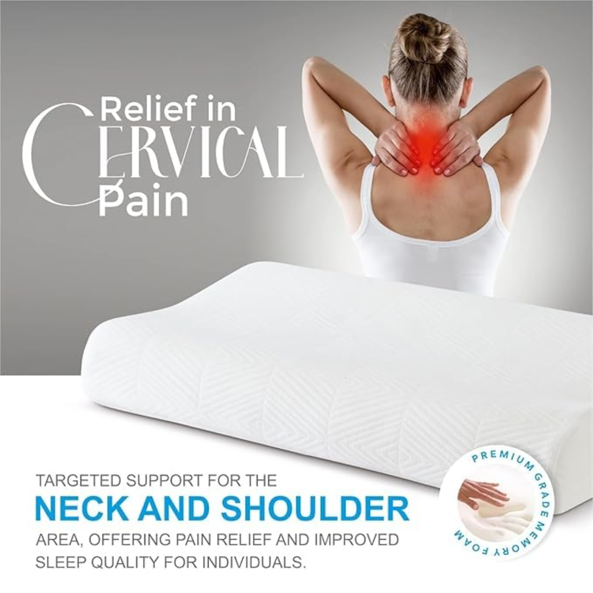 AM5483 Sleeping Pillow for Spondylitis, Back & Neck Pain Relief, Memory Foam Contour-1 pc