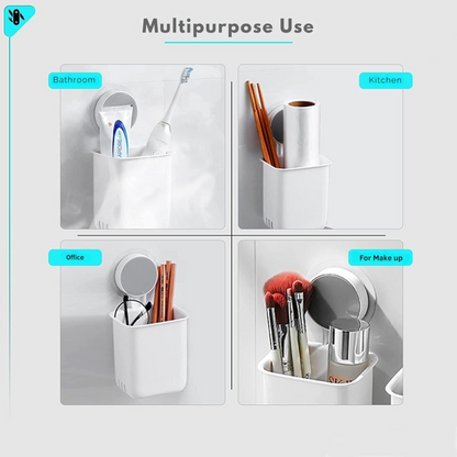 AM5488 Toothbrush Holders for Bathroom Plastic Wall Mounted Self Adhesive- Pack of 1, Toothbrush Holder for Toothbrushes, Toothpaste, Shaver, Razor & Brush Holder