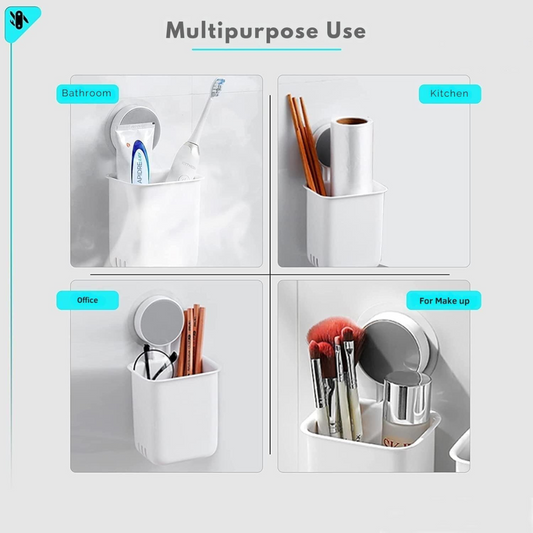 AM5488 Toothbrush Holders for Bathroom Plastic Wall Mounted Self Adhesive- Pack of 1, Toothbrush Holder for Toothbrushes, Toothpaste, Shaver, Razor & Brush Holder