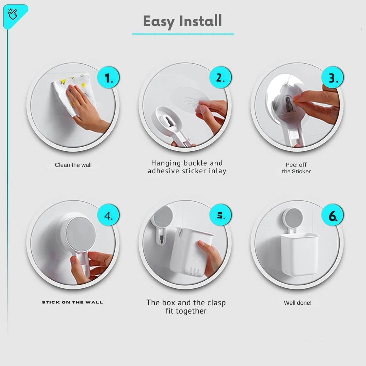 AM5488 Toothbrush Holders for Bathroom Plastic Wall Mounted Self Adhesive- Pack of 1, Toothbrush Holder for Toothbrushes, Toothpaste, Shaver, Razor & Brush Holder