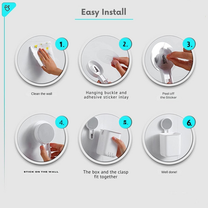 AM5488 Toothbrush Holders for Bathroom Plastic Wall Mounted Self Adhesive- Pack of 1, Toothbrush Holder for Toothbrushes, Toothpaste, Shaver, Razor & Brush Holder