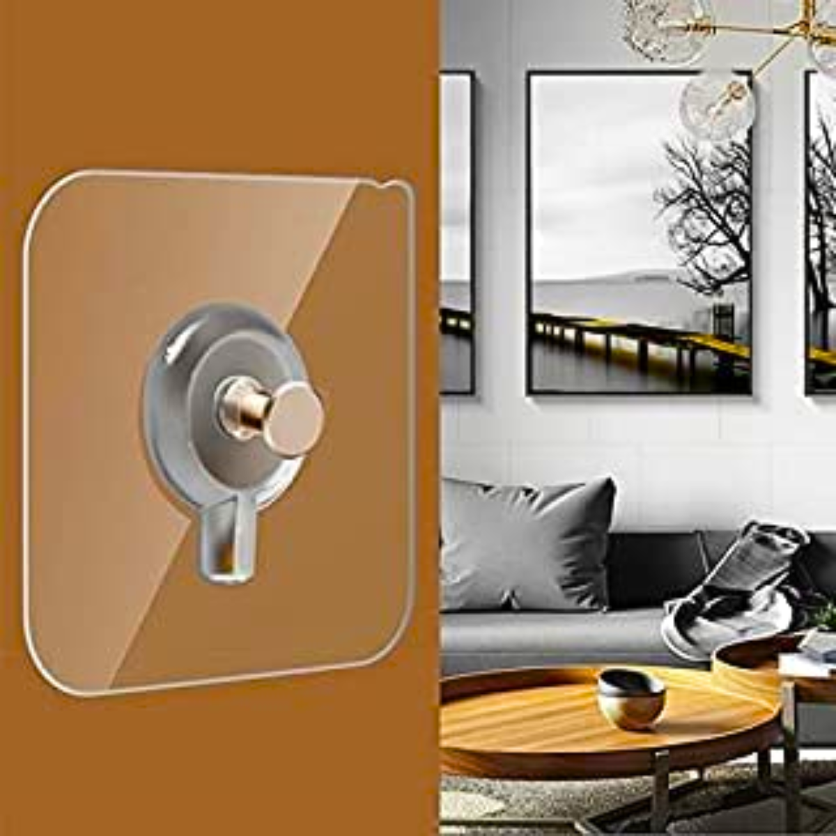 AM5493 Self-Adhesive Picture Hanger-Pack of 1 ,No-Drill, Traceless Frame Nails for Photos & Posters - Strong Adhesive Hooks for Wall Decor