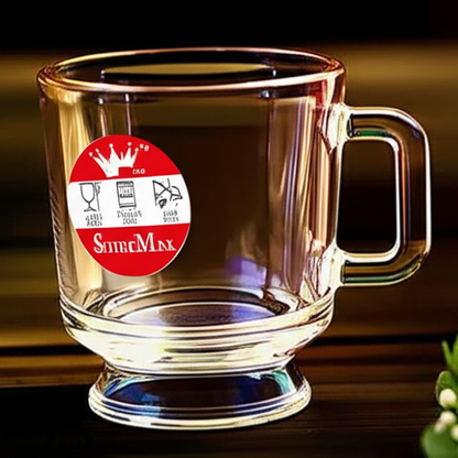 AM5379 Shine Max 6pc 80ml Coffee or Tea Cup Round Set Made of Glass