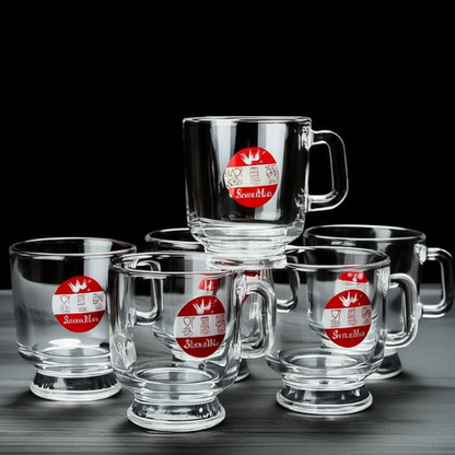 AM5379 Shine Max 6pc 80ml Coffee or Tea Cup Round Set Made of Glass
