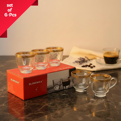 AM7742 Premium Crystal Mini Glassware Tea Cup Set of 6 Pieces for Stylish Serving