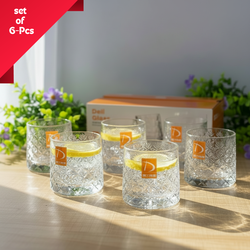 AM7721 DELI GLASS WALTZ ROTATING SODA-LIME GLASS CUPS SET FOR TABLE DECORATION