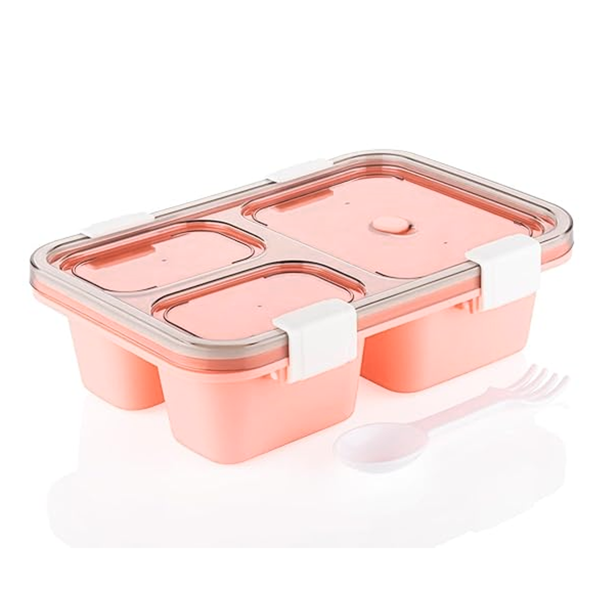 AM5603 Tokyo 3 Compartment Plastic Lunch Box with Water Bottle for Boys, Girls, School & Office Men