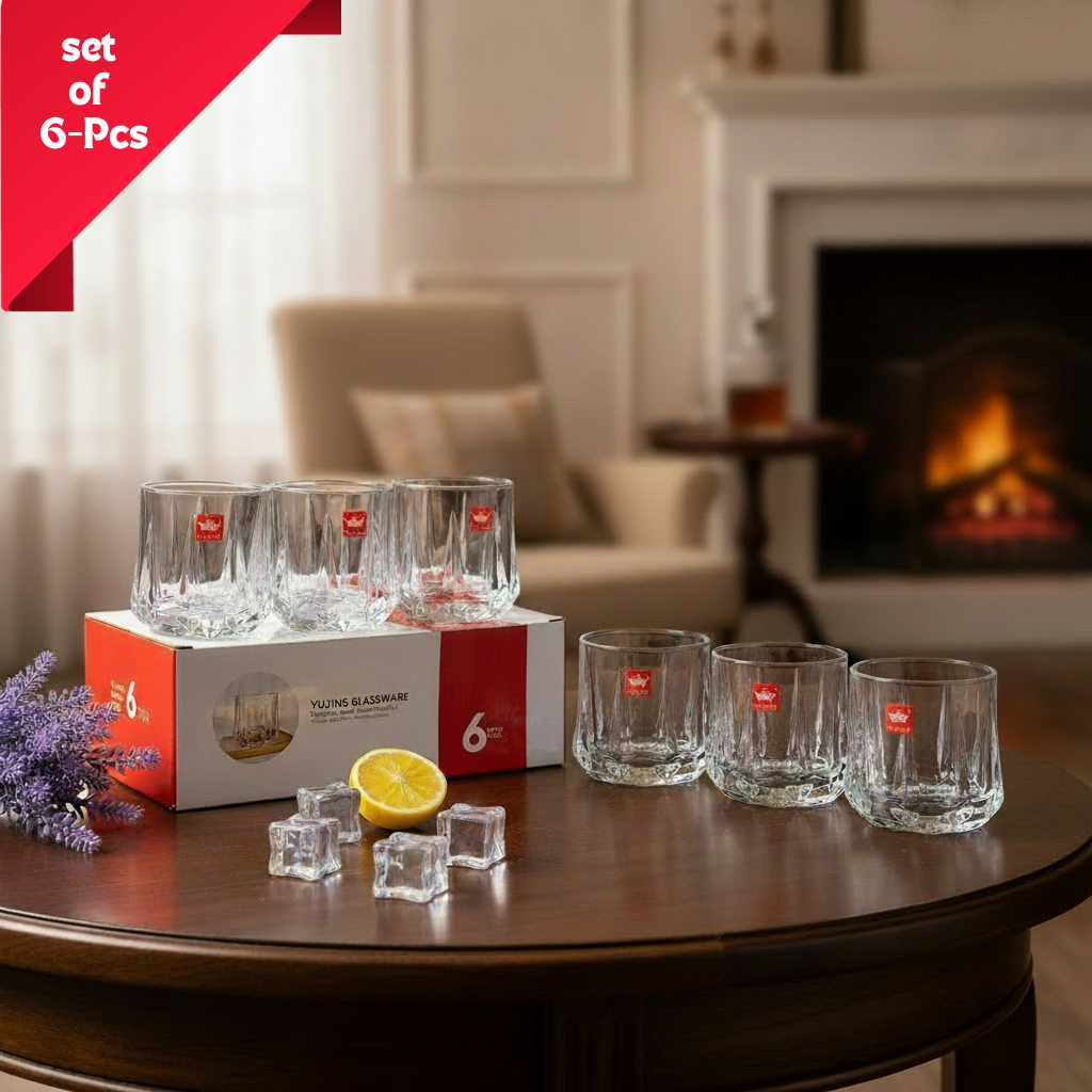 AM7738 Yujing Crystal Glassware Set of 6 Stylish Tumblers for Modern Kitchen and Dining